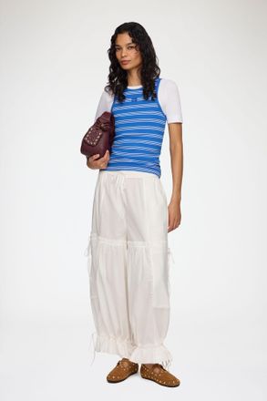 Ganni White Trousers in Cotton - Size 32 Organic