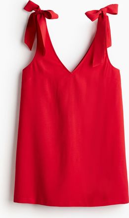 H&M Kleid in A-Linie mit Bindeträgern - Red