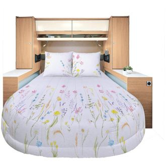Incasa Pronto per Dormire Tutte le Stagioni Lyocell e Percalle Fiorata 150 x 200 cm Letto Centrale - Incasa