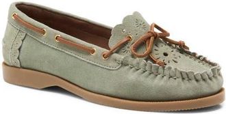 Free People Lagoon Cutout Boat Shoe in Mint Suede at Nordstrom, Size 6.5