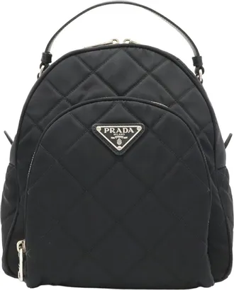 Prada Black Nylon Leather Backpack (Pre-Owned)