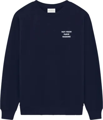 Dr&ocirc;le de Monsieur Navy Blue Slogan Sweatshirt with Classic Crew Neck