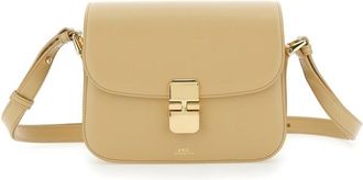A.P.C. Grace Beige Small Crossbody Bag With Adjustable Shoulder Strap And Logo Plaque Closure On The Front In Leather Woman