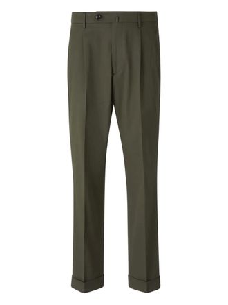 Berwich tapered tailored trousers - men - Cotton/Elastane - 50 - Green