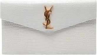 Saint Laurent Pre-owned Embossed Leather Clutch - Dames - Vintage Clutch - Wit - ONE Size - Leer - Vintage
