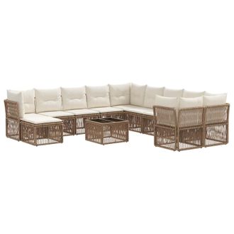 vidaXL Conjunto De Sof&aacute;s De Jard&iacute;n 12 Pcs Beige Rat&aacute;n Sint&eacute;tico Vidaxl