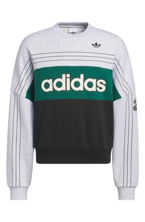 adidas Varsity Crewneck Sweatshirt in Light Grey Heather at Nordstrom, Size Xx-Large