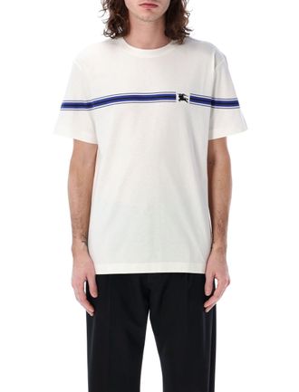 Burberry Mens Striped Cotton T-shirt - Ivory - Size X-Small