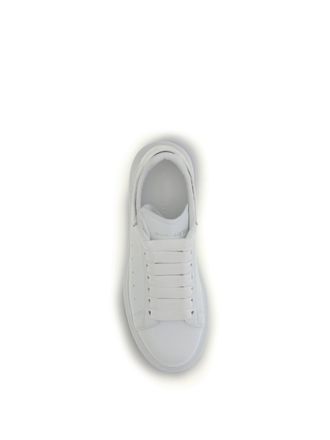 Alexander McQueen Womens Leather Sneakers White-Silver Trainers White/silver