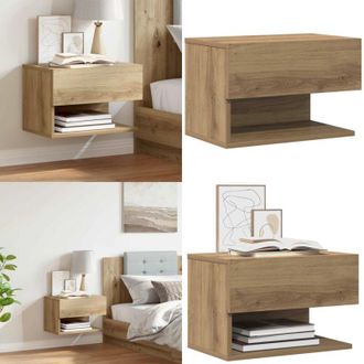 vidaXL Comodino a Muro Rovere Artigianale - Comodino a sospensione - Comodino in legno