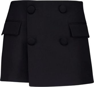 Balmain Korte wollen broek met knopen en 4 zakken - Dames - Bermuda - Zwart - M - Wol - Korte Broeken