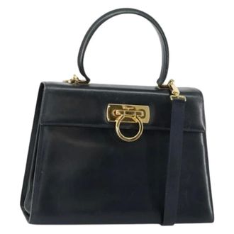 Ferragamo Pre-owned Handbags, female, Blue, Size: ONE SIZE Pre-owned Leather Handbag