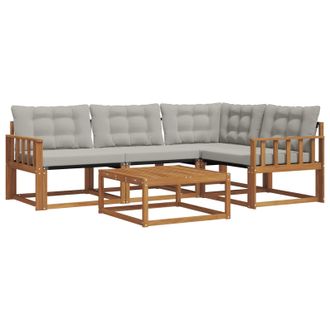 vidaXL Conjunto De Sof&aacute;s De Exterior 5 Pcs Gris Natural Y Claro Vidaxl