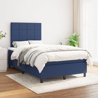 vidaXL Cama Box Spring Con Colch&oacute;n Tela Azul 120x200 Cm Vidaxl