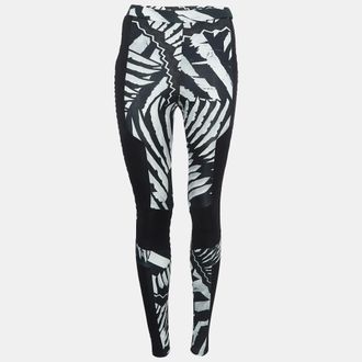 Just Cavalli Black/white Printed Jersey Leggings