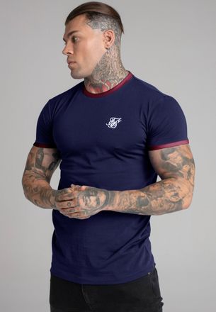 Siksilk Camiseta ringer de manga corta azul marino para hombre SikSilk M