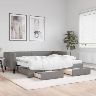 vidaXL Vidaxl - Sof&aacute; Cama Nido Con Cajones Tela Gris Oscuro 90x200 Cm