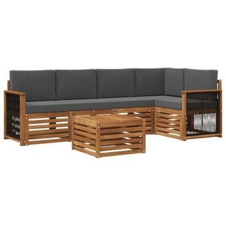 vidaXL Conjunto De Sof&aacute; Seccional Con Coj&iacute;n 5 Pcs Natural Y Antracita Vidaxl