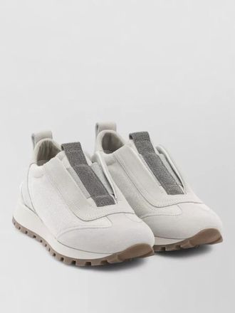 Brunello Cucinelli canvas suede sneakers precious detail rubber sole