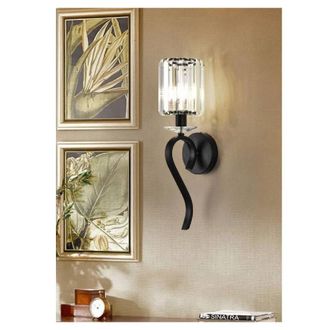 Trade Shop Trade Shop Traesio - Trade Shop - Applique Da Parete Nero Attacco E14 Lampada Muro Paralume In Vetro Metallo E36-1