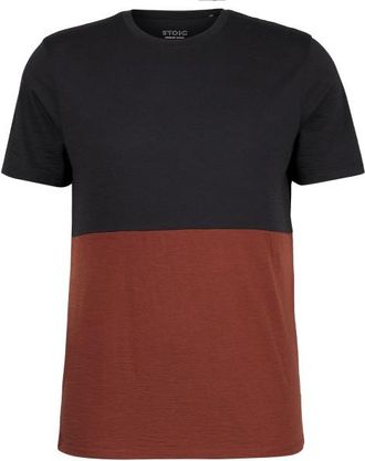 Stoic Merino155 LaholmSt. Colorblock T-Shirt Merinoshirt f&uuml;r Herren | schwarz/rot