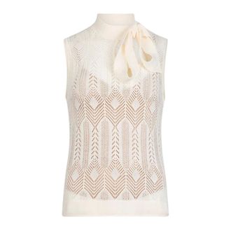 Liu Jo Sleeveless Tops, female, White, Size: S Knit top with bow
