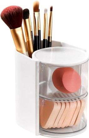 OEM Organizador De Cosm&eacute;ticos Giratorio Con 2 Niveles Y Soporte Para Brochas