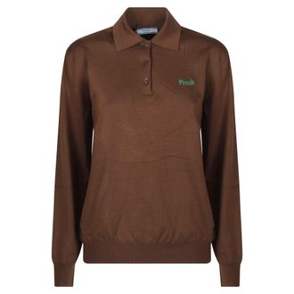Prada Polo Shirts, female, Brown, Size: M Polo Shirts