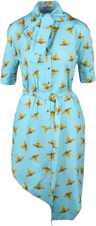 Vivienne Westwood Kleedjes, Dames, Blauw, S, Polyester, Metro Shirt Dress