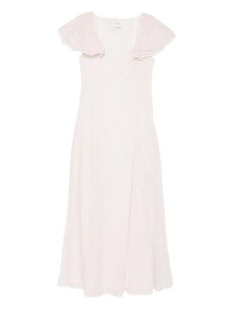 Poss&eacute; Marlowe flutter scoop-neck midi dress - women - Cotton/Cotton - M - White