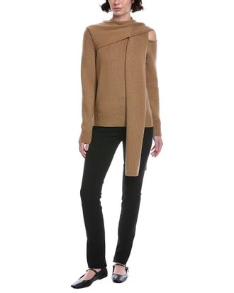 Oscar De La Renta Oscar De La Renta Side Shoulder Tie Wool Sweater