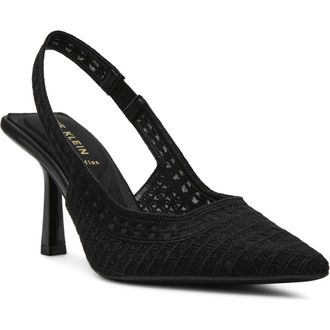 Anne Klein Ismeralda Slingback Pointed Toe Pump in Black Crochet at Nordstrom, Size 5.5