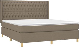 vidaXL Vidaxl - Cama Box Spring Colch&oacute;n Y Luces Led Tela Gris Taupe 180x200 Cm
