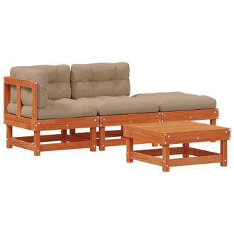 vidaXL Conjunto De Sof&aacute;s De Jard&iacute;n 4 Pcs Marr&oacute;n Cera Vidaxl