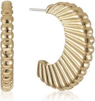Ettika Ribbed Crescent Hoop Earrings in Gold at Nordstrom Rack