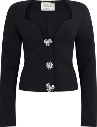 Blumarine Cropped Gebreide Top - Dames - Blouses - Zwart - S - Polyester - Overhemden