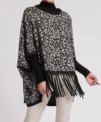 Tyler B&ouml;e Cheetah Poncho Sweater In Black