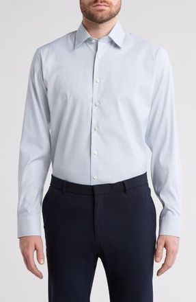Nordstrom Trim Fit Check Premium Performance Dress Shirt in Blue Ghost Grid at Nordstrom Rack, Size 17.5 - 36/37