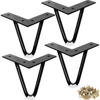 OEM Juego Seleccionado De 4 Patas Met&aacute;licas Resistentes Tipo Horquilla Con Protectores De Goma Para Armarios, Roperos, Mesitas De Noche, Alacenas Y Sof&aacute;s 