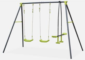 Sweeek Sweeek - Columpio Y Balanc&iacute;n Con Soporte, Tramontane, Verde, 272x154x197 Cm