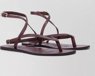 Maneb&igrave; strappy leather thong flat sandal