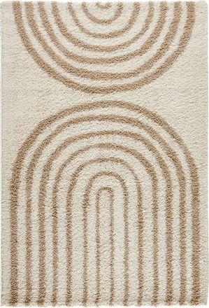 Nazar Rugs Alfombra shaggy de pelo largo dise&ntilde;o de arco - beige - 160x230 cm