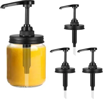OEM Tapa Dispensadora De Jarabe De 3 Piezas, Dispensador De Jarabe De Caf&eacute; Para Tarro De Conservas Est&aacute;ndar, Apto Para Jarabe Y Miel De 7 Cm (negro)