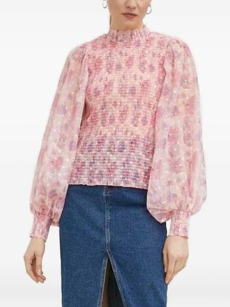Bruuns Bazaar smocked floral-print top - Pink