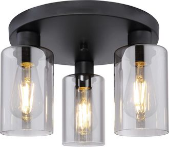 Globo Lighting Plaf&oacute;n - Hadera - Negro - Vidrio Vidrio Ahumado - &Oslash; 34cm - Globo