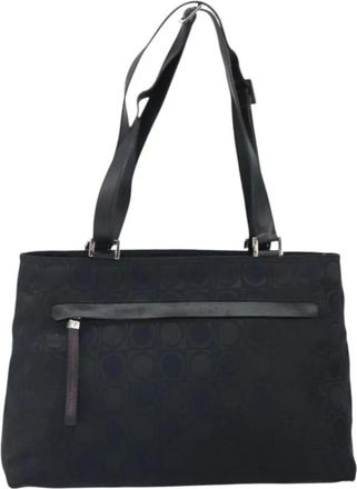 Ferragamo Pre-owned Tote Bags, female, Black, Size: ONE SIZE Pre-owned Vintage Gancini Logo Tote Bag