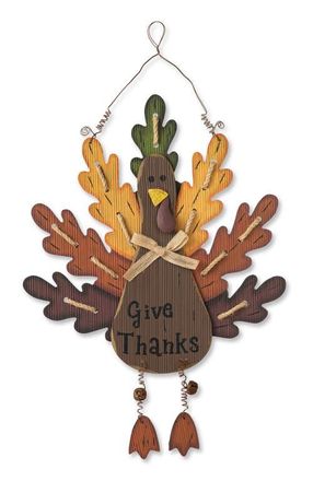 Glitzhome Burlap Wooden Turkey Wall Decor in Orange at Nordstrom, Size Medium
