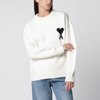 Ami Maglione Ami de Coeur bianco in lana vergine