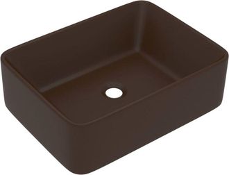 vidaXL Lavabo de lujo cerámica marrón oscuro mate 41x30x12 cm vidaXL