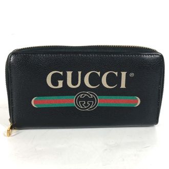 Gucci Black Leather Long Wallet (Bi-Fold) (Pre-Owned)